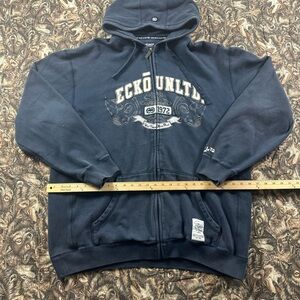 Vintage Y2K Ecko Unlimited Navy Blue Hoodie Jacket